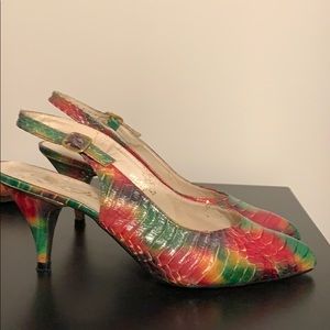Snakeskin shoes. Rainbow coloured size 6.5